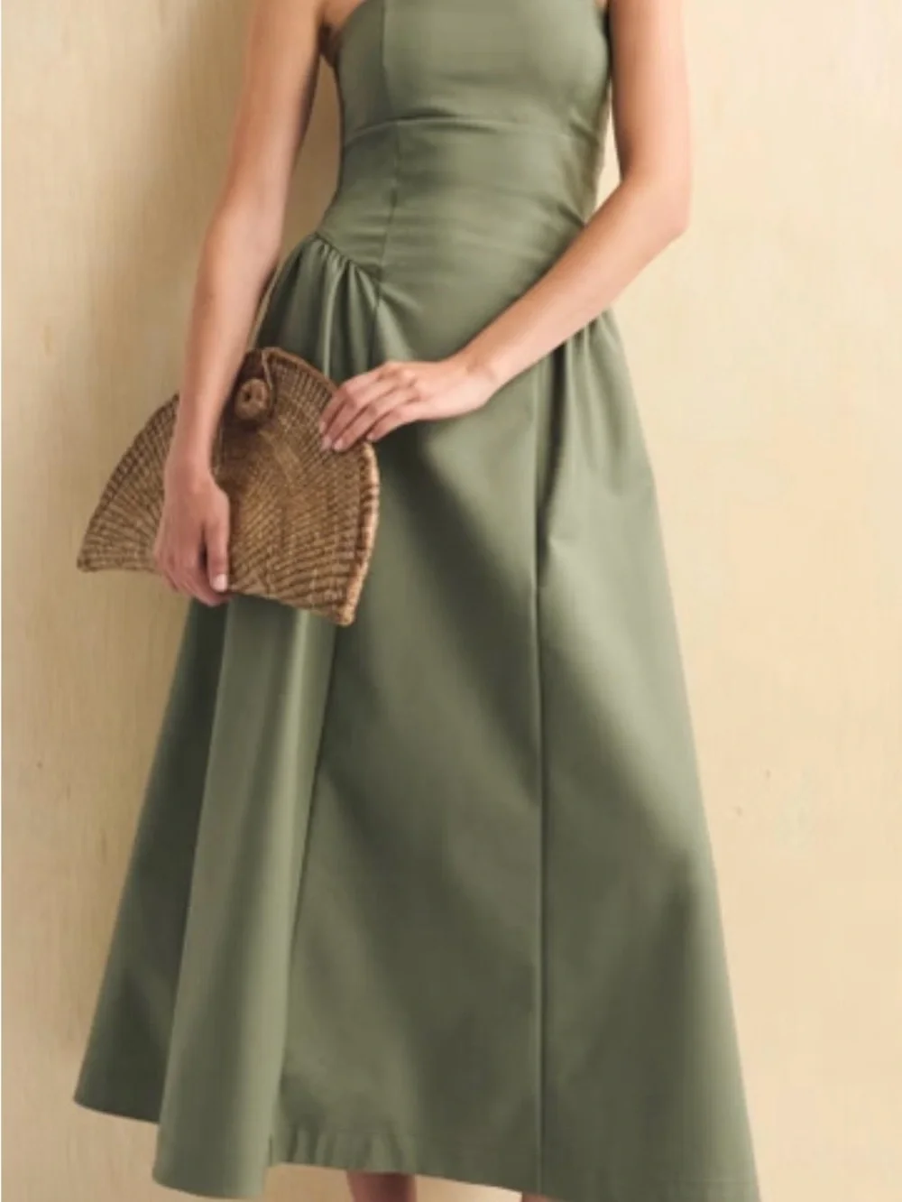Abercrombie Olive Green Strapless Maxi Dress